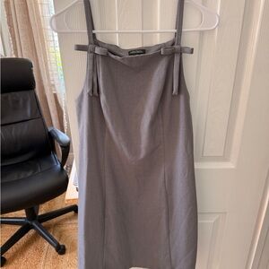 Sleeveless Gray Mini Dress with Tie-Strap Detail